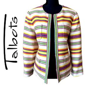 TALBOTS Woven Lined Multicolor Striped Blazer (14)